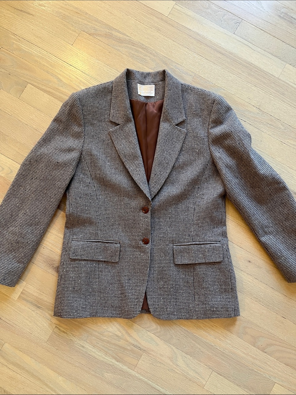 Pendleton Brown Houndstooth Wool Blazer